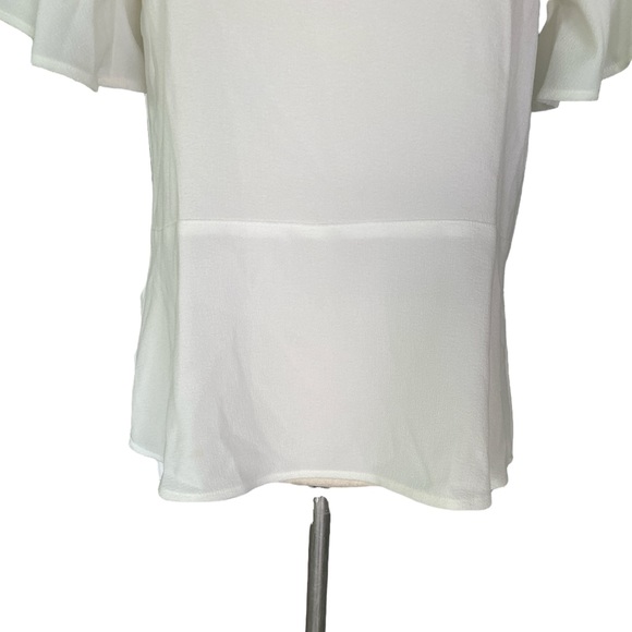 Madewell Flare Hem Ruffle Sleeve White Top - XXS - Picture 5 of 13